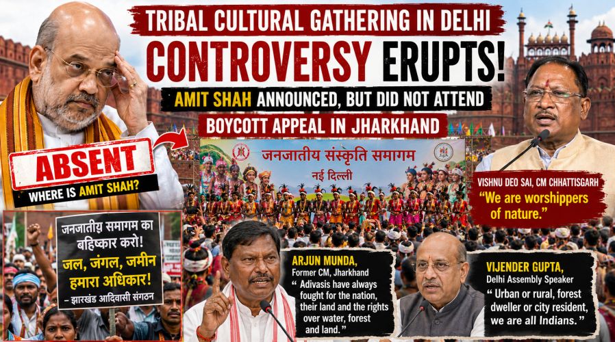 दिल्ली के जनजातीय समागम पर विवाद, अमित शाह की गैरमौजूदगी और बहिष्कार की अपील से बढ़ी चर्चा