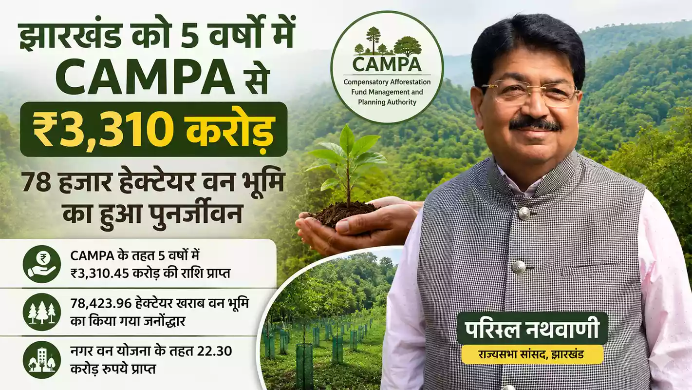 झारखंड को 5 वर्षों में CAMPA से ₹3,310 करोड़, 78 हजार हेक्टेयर वन भूमि का हुआ पुनर्जीवन